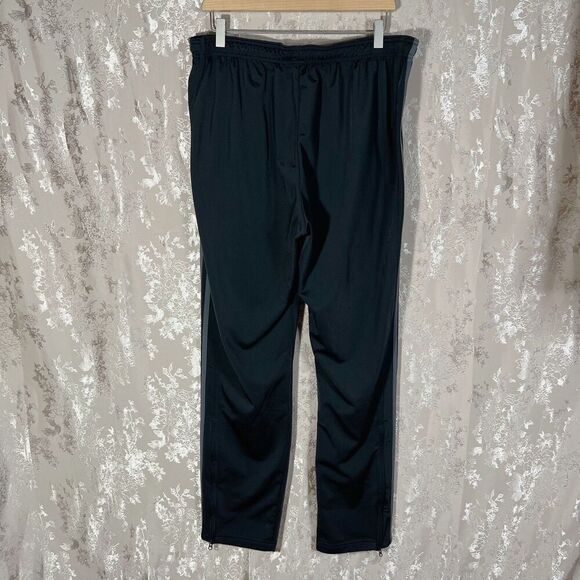 Adidas Men's Black Sweatpants Track Pants Grey Stripes Straight Leg Size XL - Picture 4 of 7